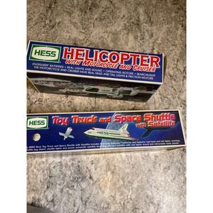 Hess Toy Truck Lot 1999 Space Shuttle Satellite 2001 Helicopter Motorcycle Boxed
